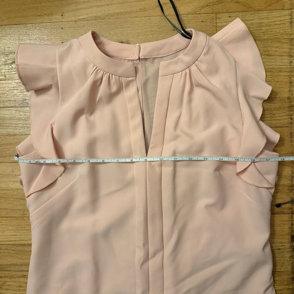 Vince Camuto Laguna Pink Ruffle Crepe Shift Dress Size 8 Bridal Graduation Party - Picture 4 of 10